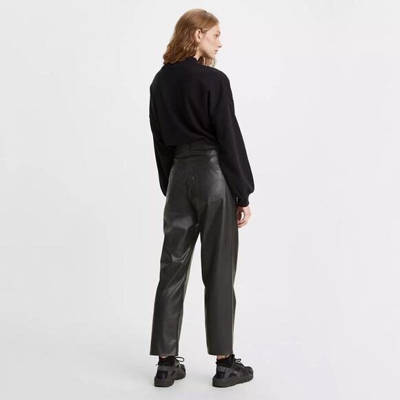 Levi's Premium Women's Faux Leather Ribcage Straight Leg Pants  Black Size 30 - Picture 3 of 11